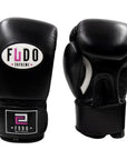 FUDO Supreme Black Leather Velcro Muay Thai Kickboxing Gloves